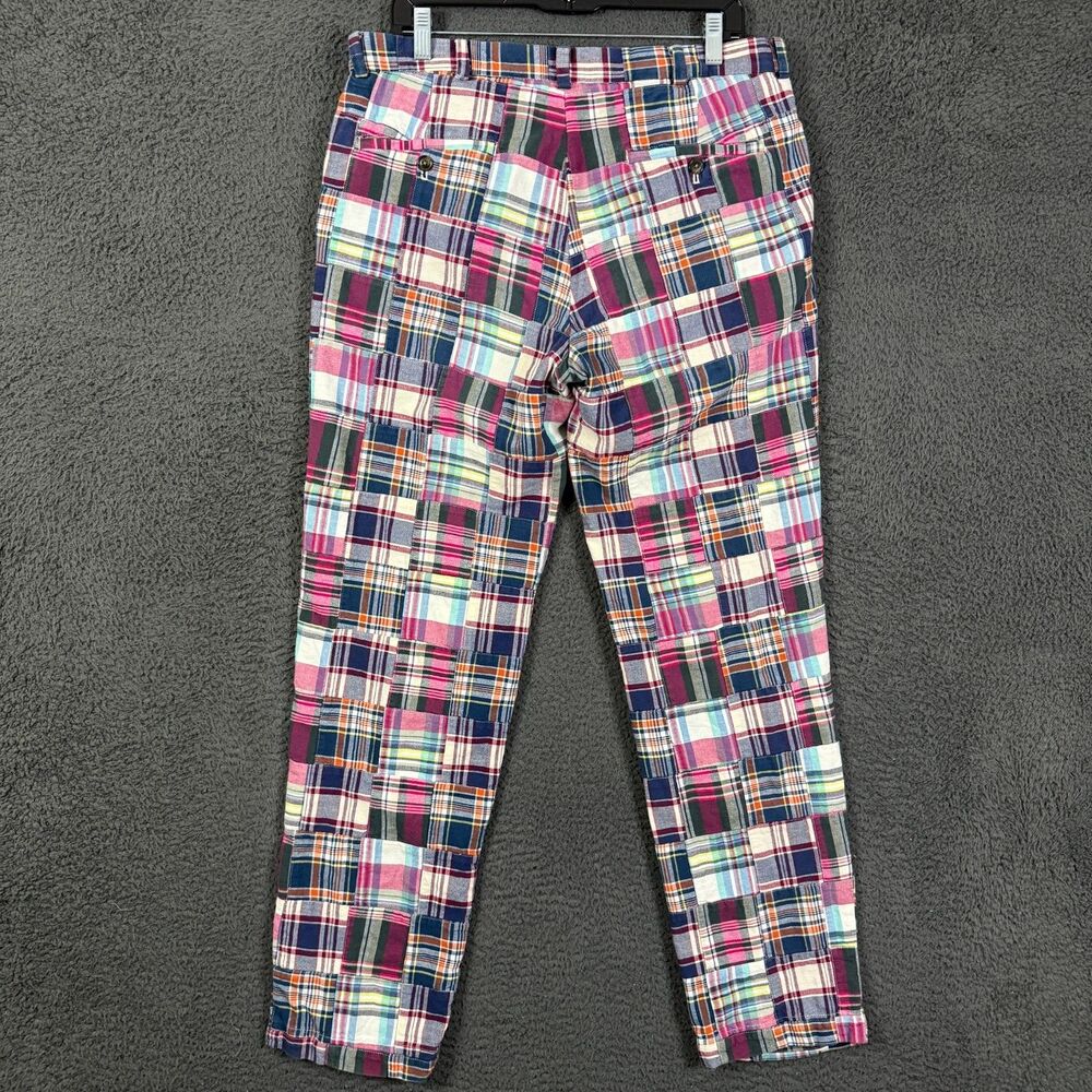 Brooks Brothers Pants Mens 35x32 Multicolor Plaid Indian Madras Patchwork Preppy - Picture 10 of 12